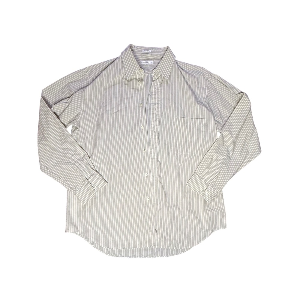 Claiborne Mens Buttonโ Up Shirt 17 30/35 Striped Casual Dress Office Work